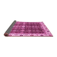 Ahgly Company Indoor Round Ориенталски розови традиционни килими, 3 'кръг