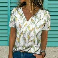 Asdoklhq Лятна есен плюс дамски върхове, дамски върхове Просверие, дамски ризи под 5 долара, небрежни тениски с v-образно деколте отпечатани летни блузи върхове върхове