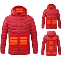 Smihono Clearance Зимно топло облекло, отоплено за каране на ски риболов чрез отопляемо късо палто на открито с качулка, твърди женски връхни дрехи Red xxxl