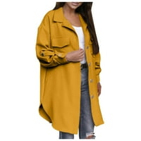 Hunpta Women Button Отпуснете палтото улица ежедневно есен зима дълго палто редовно прилепване на топло ежедневно яке