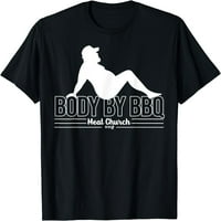 Забавно тяло от барбекю винтидж меса Църква риза гореща тениска с черна 3x-голяма