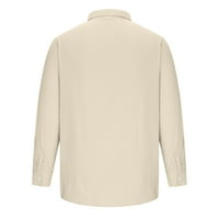 Tdoqot мъжки ризи с дълъг ръкав- падащ бутон надолу ежедневно завъртане на яка класическа тениска бежова размер l