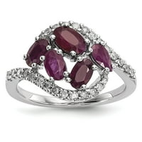 14k бяло злато Real Diamond и Ruby Polished Ring