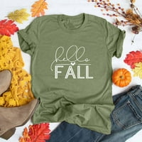 Сладки есенни върхове за жени Rockabilly Sweatshirt Disterliving Pullover с къс ръкав тениска зелена l