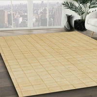 Ahgly Company Machine Wareable Indoor Rectangle Abstract Yellow Area Rugs, 5 '7'