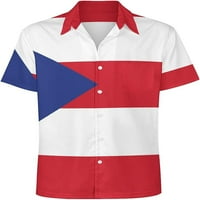 Риза за знаме за мъже ретро големи и високи копчета с ризи небрежни ризи с къс ръкав Aloha