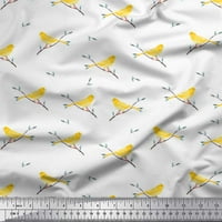 Soimoi копринена тъкан листа, клони и канарска птица, отпечатана занаятчийска тъкан край двора