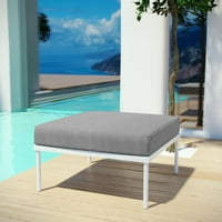 Ergode Harmony Outdoor Patio Aluminium Ottoman - White Grey