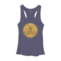 Lighthouse Womens Navy Heather Blue Graphic Racerback Tank Top - Дизайн от хора