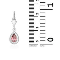 14k бяло злато раждане на рождения камък milgrain halo teardrop dangle leverback обеци