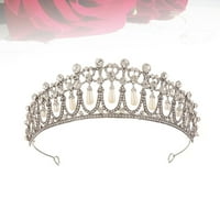 Сватбена лента за глава Булчинска глава Crystal Rhinestone Pearl Baroque Crown Tiara