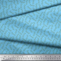 Soimoi Blue Pottor Cambric Petch Beech Leaves Print Fabric Ciond Dard