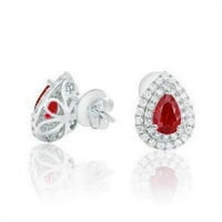 Harry Chad Enterprises 4. CT Ruby With Halo Diamond Ladies Led Cair, 14K бяло злато