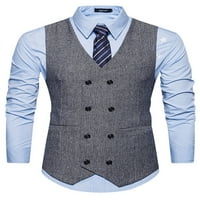 Beiwei Men's Business Suit Vest Slim Fit Dress Ryistcoat Leeveless Double Breated Vest for Dinner Dinner