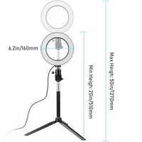Светлина на пръстена със стойка за статив, светлинна светлинна светлинна светлина за грим за YouTube, фотография, снимане със светлинни режими и ниво на яркост, съвместима с iPhone Android