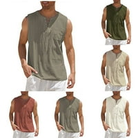 Мъжете памучно ленено жилетка върхове летни мускули тънък приготен фитм тениска тениска тийър