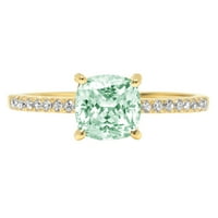2.7ct възглавница отрязани зелени симулирани диаманти 18k жълто злато годишнина годежен пръстен размер 11