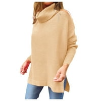 Женски от рамото пуловер Небрежно плетено разхлабена пуловер с дълъг ръкав бележка, моля, купете един или два размера по -големи