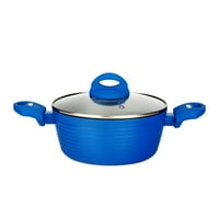 Dutichef Dutch Pot Oven с капак - незалепващи стилни кухненски съдове за готвене със светлосиво отвътре и синьо отвън, 3. Quart
