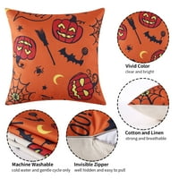 Възглавницата за възглавници за Хелоуин 18 x18 Щастлив трик хвърляне на възглавници Спално бельо за хвърляне на възглавница за диван и декор за дома, портокал
