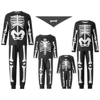 Семейни пижами съвпадащи комплекти Хелоуин скелетно облекло за възрастни и деца празник PJS комплект