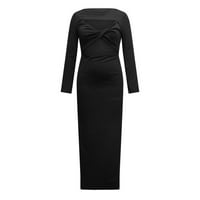 Bodycon рокли за женска риза рокля v-образно деколте с дълъг ръкав твърд черен xxl