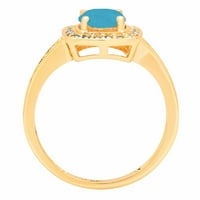 1. CT Brilliant Round Cut Clear Simulated Diamond 18K Yellow Gold Halo Solitaire с акценти пръстен SZ 7.5