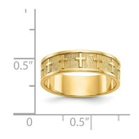 14k жълто златна пръстенна лента сватба полирана и сатенен кръстосан размер 5