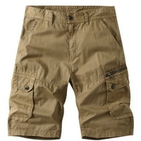 Yuull Cargo Shorts за мъже, летни мъжки ежедневни чисти цветове на открито джобни плажни работни панталони Карго къси панталони Мъжки къси панталони Инсейм къси панталони