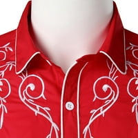 Мъжки ризи на Borniu, ризи с дълъг ръкав за мъже, ежедневна бродерия с дълъг ръкав Turndown Top Blouse Rish Clearance