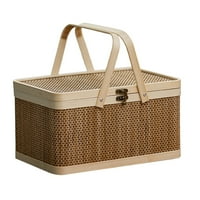 Естествено изтъкана кошница за пикник към къмпинг кош за съхранение голям ръчен кош за плодови плодове