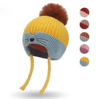 Арчър бебешка плетена шапка без проливане дишащи живи цветни шапки плета зимни шапки с плюшена топка за малко дете