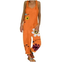 Модно отпечатано ретро бохемско изкуство свободни ежедневни панталони за спиране на панталони, оранжево, s