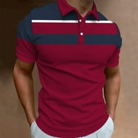 Hanas Men's Summer Rish, къса ръкав V ризи за шия, сухо прилепване на леки голф ризи, модна ретро ивица щампа на открито улица улица