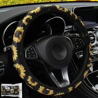 Fule слънчогледов цвят на цветя автомобил Капак на волана, който не е плъзгащ се разтягане на тъканта универсален