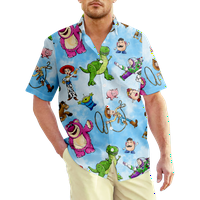 Fnyko Men's & Boys Hawaiian Rishes Toy Story Printed Casual Shortsleeve Button-Down Hawaiian Rishes Holiday Rish for Alride Kids