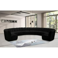 Maklaine Contemporary Black Velvet 10pc. Модулен секционен диван