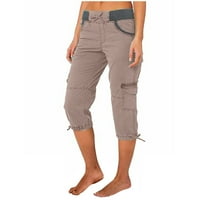 Hoksml Разхлабени панталони за жени, женски модни ежедневни плътни цветове с висок цвят на талията панталони a-line свободен широк джоб за крака бързо изсушаване на панталони