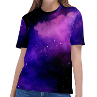 Мода лилаво небе лято ежедневно 3D отпечатани жени дрехи с къс ръкав извънгабаридна момче момиче деца унизи тениски ， A-6XL