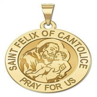 Свети Фели от Кантолис религиозен медал размер от четвърт -зрачен 14K жълто злато