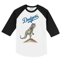 Toddler Tiny Turnip White Black Los Angeles Dodgers Tt Re Raglan Тениска за ръкав