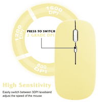Акумулаторна Bluetooth клавиатура и мишка комбо Ultra Slim в пълен размер клавиатура и ергономична мишка за лаптоп на HP поток и всички Bluetooth Mac таблет ipad pc лаптоп -банана жълто
