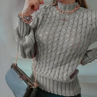 Sngxgn женски половин zip v врат огромен пуловер Небрежен свободен дълъг ръкав плетен върхове Дамски пуловери, сив, размер xl