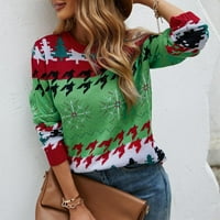 Женски Коледа пуловер за коледно дърво от печат на пуловер Пуловер пуловери за пуловери за жени Пуловер Пуловер Зелен L