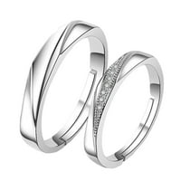 Романтична годежна двойка пръстени обичам те пръстени регулируеми