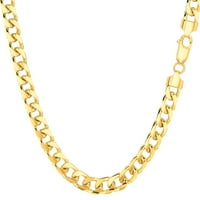 14K бяло солидно злато Miami Cuban Link Chain Men Bracelet ,, 8.5