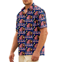4 юли Мъжки хавайски риза САЩ Национална риза на флаг 3d риза яка ежедневно облекло с късо ръкав