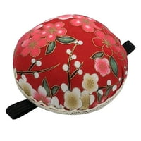 Винтидж възглавница на щифтове, отпечатани тъкани, възглавница с щифт с кръгла форма, възглавница за шиене с еластичен колан за китка, за шиене на червено