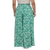 Abtel дамски панталони широки дъна на краката свободно прилягане на палацо панталони жени ежедневно носете панталони зелени флорални s
