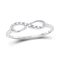 Солидна 10k бяло злато кръг диамант безкрайна лента годеж сватба годишнина пръстен CT. - Размер 7.5